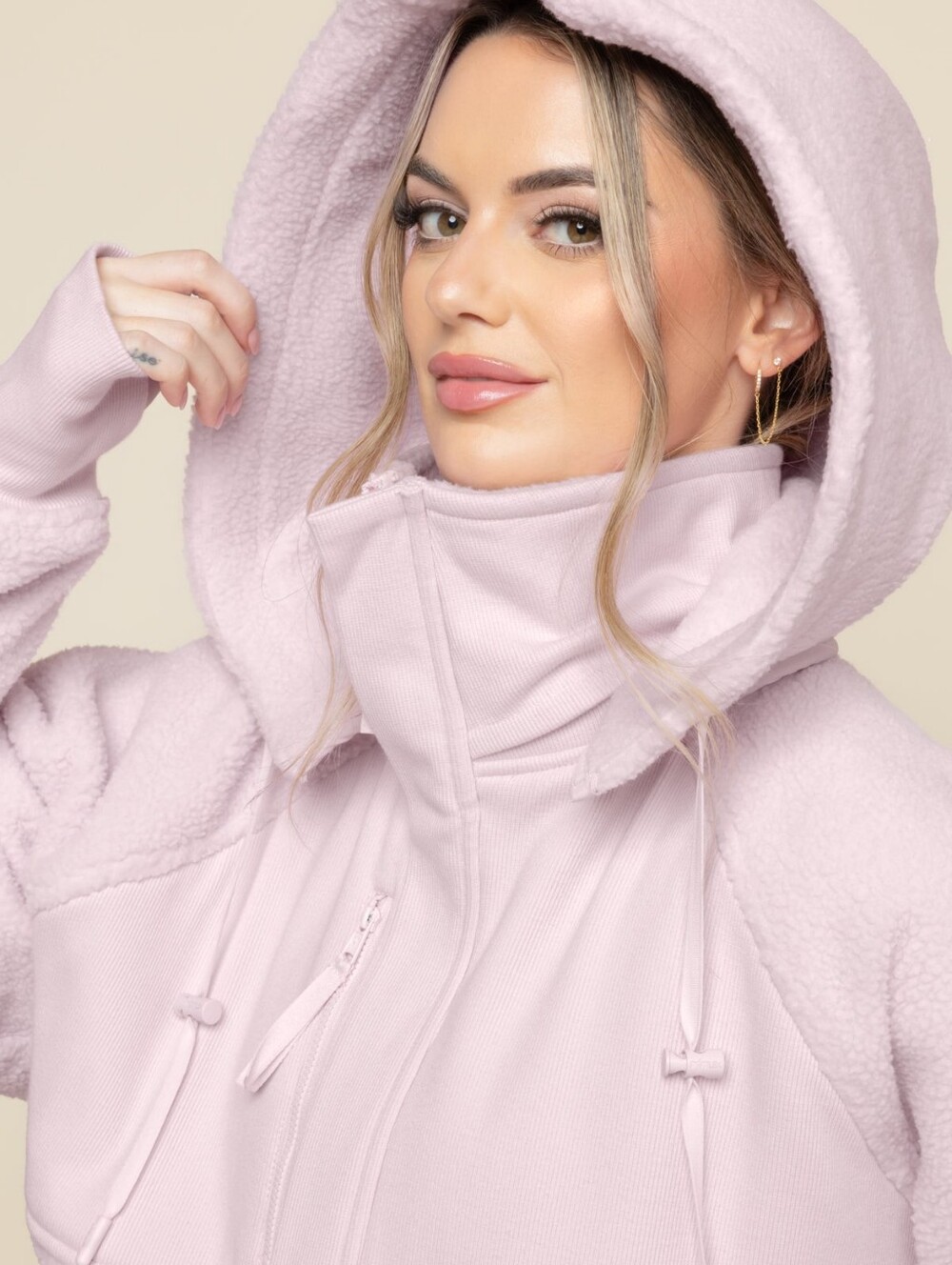 New Popflex Find Your Inner Fleece Jacket Soft Lilac Pink Coat S Small - Picture 4 of 5